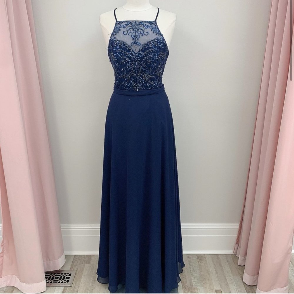 Morilee Style 21506 navy blue bridesmaid / prom dress